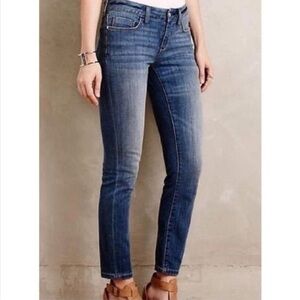 Pilcro and the Letterpress Mid-Rise Straight Leg Stet Denim Jeans Anthropologie